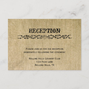 Carte D'accompagnement Réception de mariage Western Burlap