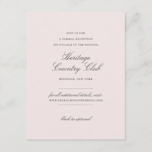 Carte D'accompagnement Réception et site Web Mariage rose pâle