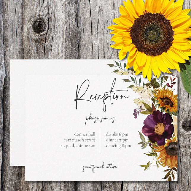 Carte D'accompagnement Réception Florale Bourdon de Tournesols d'Été Rust (Créateur téléchargé)