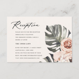 CARTE D'ACCOMPAGNEMENT RÉCEPTION FLORALE RUST BOHO MOSTRERA WATERCOLOR