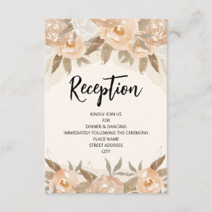 Carte D'accompagnement Réception Florale Rustique Peach