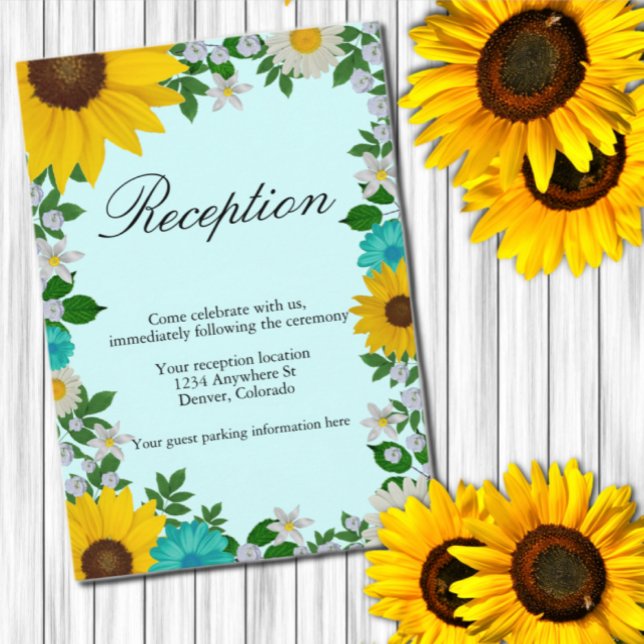 Carte D'accompagnement Réception Florale Rustique Tournesol Daisy (Créateur téléchargé)