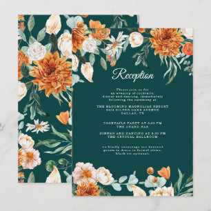 Carte D'accompagnement Réception Mariage de automne turquoise Burange Rus