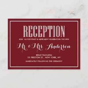 Carte D'accompagnement Réception Mariage Manger Boire