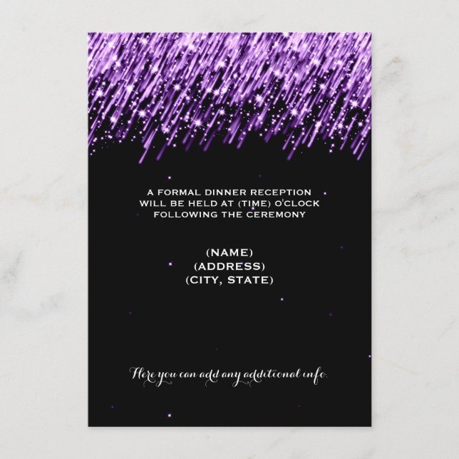 Carte D'accompagnement Réception Mariage Tombant Étoiles Violet (Devant)