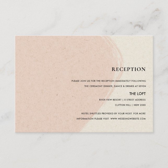 CARTE D'ACCOMPAGNEMENT RÉCEPTION MODERNE ABSTRAITE, SOFT BLUSH ROSE KRAFT (Devant)