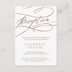 Carte D'accompagnement Réception sur la calligraphie d'or romantique du R