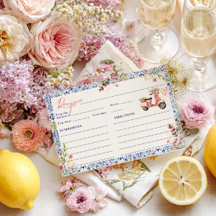 Carte D'accompagnement Recette de Baby Shower Floral Méditerranéen pour S