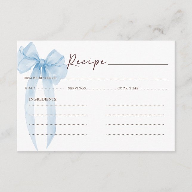 Carte D'accompagnement Recette de Baby Shower Mariage Bleu Arc-en-Ciel (Devant)