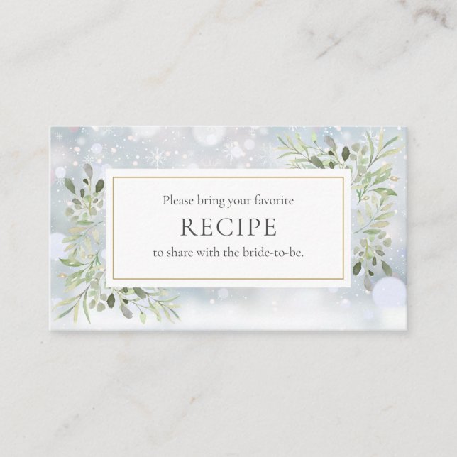 Carte D'accompagnement Recette de Baby Shower Thème Verdure d'Hiver (Devant)