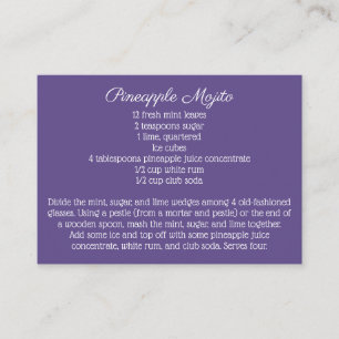 Carte D'accompagnement Recette de boisson signature pour mariage Daisy Pu