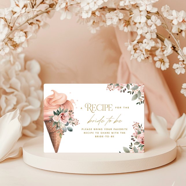 Carte D'accompagnement Recette de crème glacée ramassée Fête des mariées  (Créateur téléchargé)