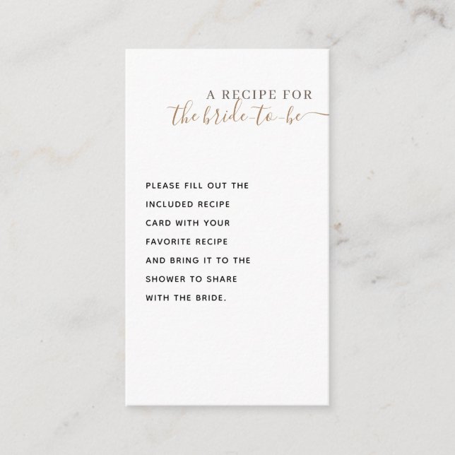 Carte D'accompagnement Recette de douche de mariée classique esthétique o (Devant)