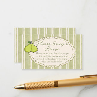 Carte D'accompagnement Recette de douche nuptiale à la poire de paire par