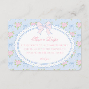 Carte D'accompagnement Recette de partage floral fantaisie vintage bleu