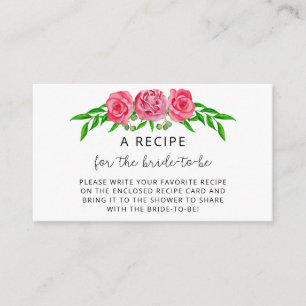 Carte D'accompagnement Recette florale rose pour la future mariée 