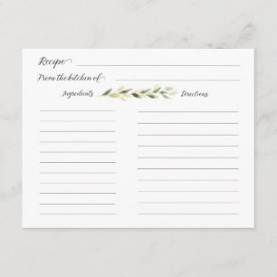 Carte D'accompagnement Recette gracieuse de verdure pour que la jeune