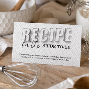 Carte D'accompagnement Recette minimaliste blanche pour la future mariée
