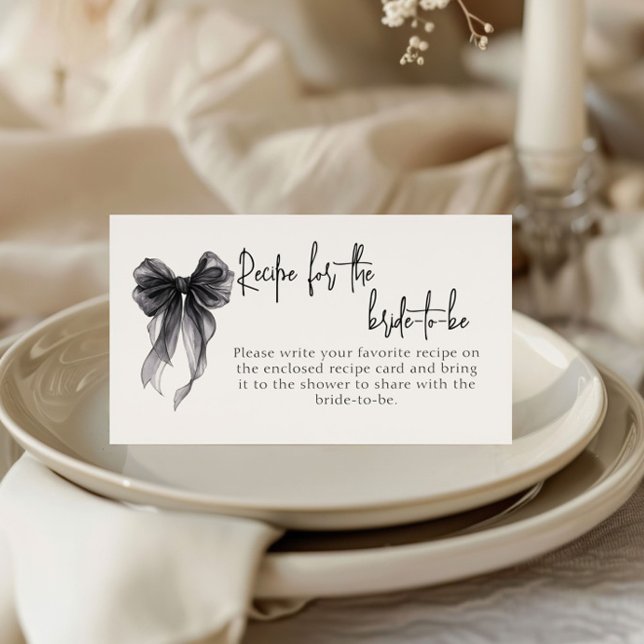 Carte D'accompagnement Recette Noire Bow Pour La Demande De Mariée À Être (Créateur téléchargé)
