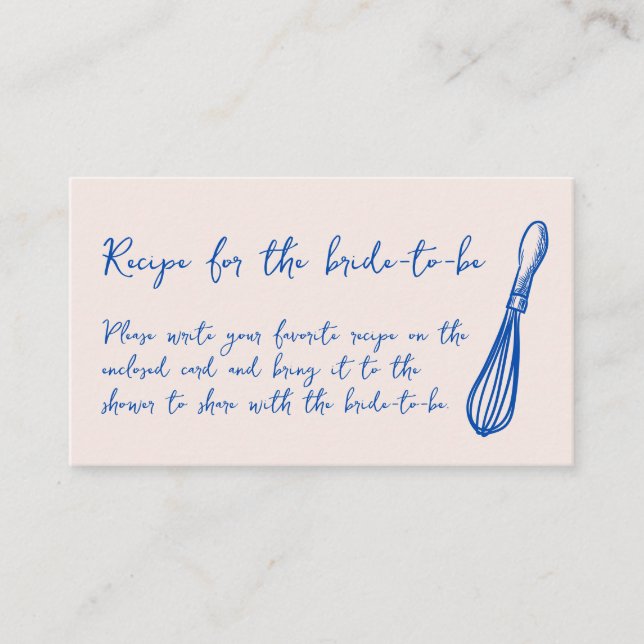 Carte D'accompagnement Recette pour la cuisine de la mariée Shower de mar (Devant)