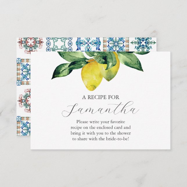 Carte D'accompagnement Recette Pour La Mariée (Devant / Derrière)