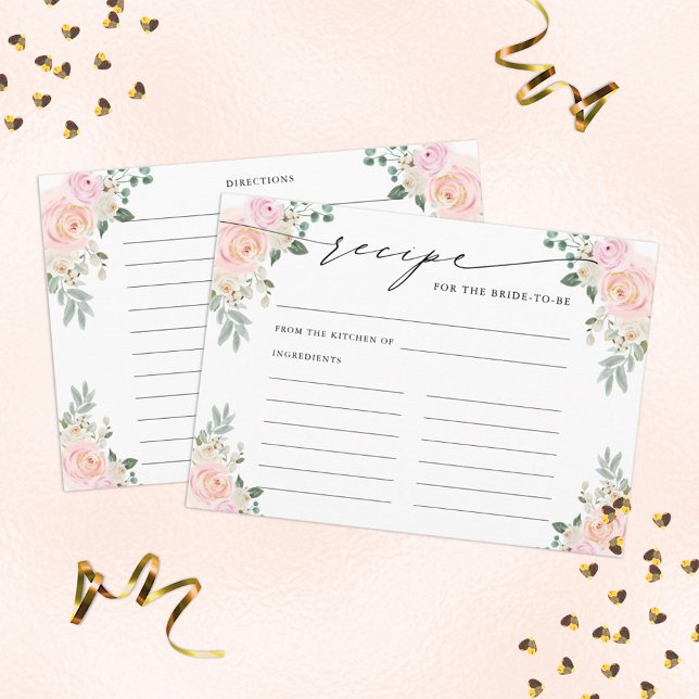 Carte D'accompagnement Recette pour la mariée d'être Champagne Floral (Créateur téléchargé)