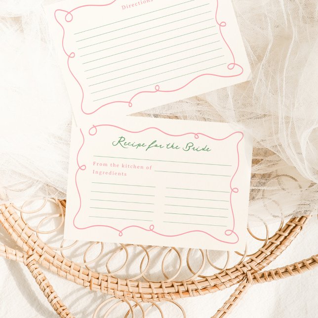Carte D'accompagnement Recette verte et rose dessinée à la main de manièr (Créateur téléchargé)