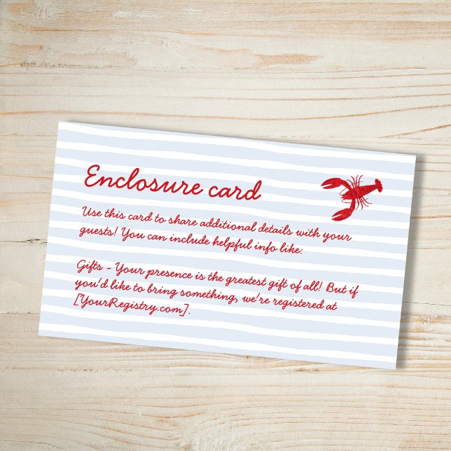 Carte D'accompagnement Réchauffer Fiançailles Couples Douche (Crawfish Boil Engagement Couples Shower Enclosure Card)