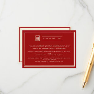 Carte D'accompagnement Rectangle classique Double Bonheur Mariage chinois