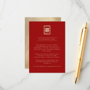 Carte D'accompagnement Rectangle classique Double Bonheur Mariage chinois