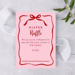 Carte D'accompagnement Red and Pink Valentines Diaper Raffle Baby Shower