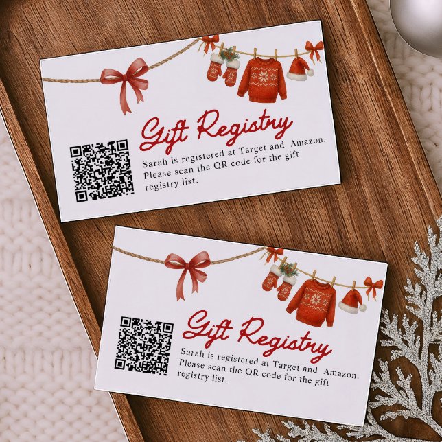 Carte D'accompagnement Red Christmas Gift QR Code Registry Card (Créateur téléchargé)