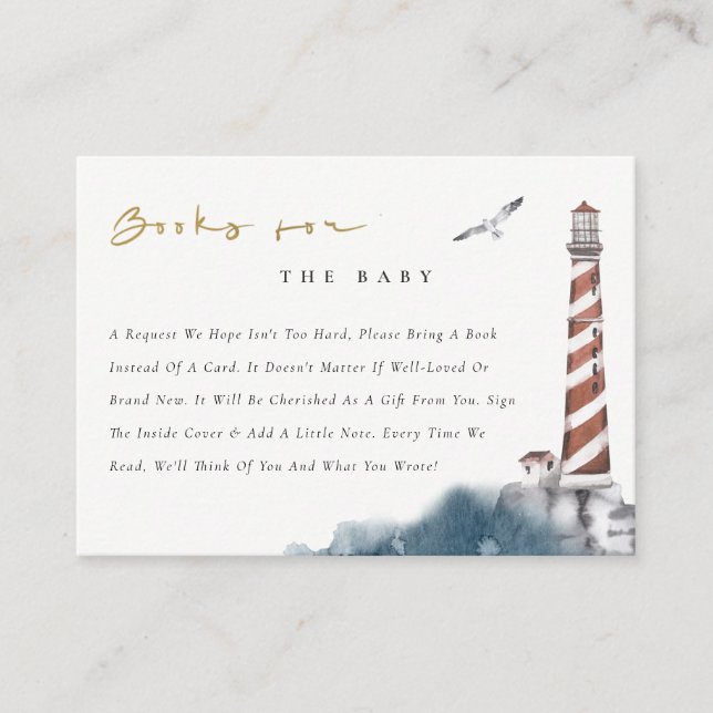 Carte D'accompagnement Red Dusky Blue Lighthouse Livres Pour Baby shower (Devant)