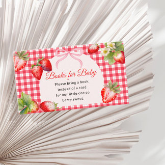 Carte D'accompagnement Red Gingham Strawberry Books for Baby Shower