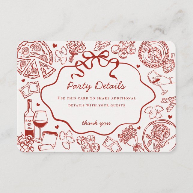 Carte D'accompagnement Red Pasta Holy Cannoli Italian Birthday Details (Devant)