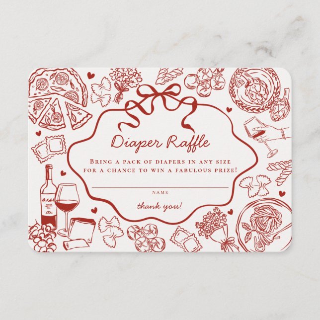 Carte D'accompagnement Red Pasta Special Delivery Italian Diaper Raffle (Devant)