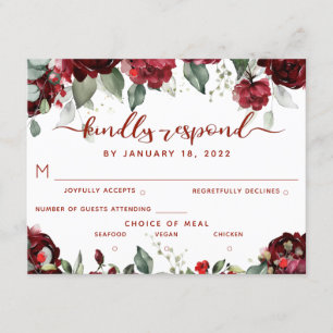 Carte D'accompagnement Red Peony Epiphany RSVP Veuillez Répondre Postcard