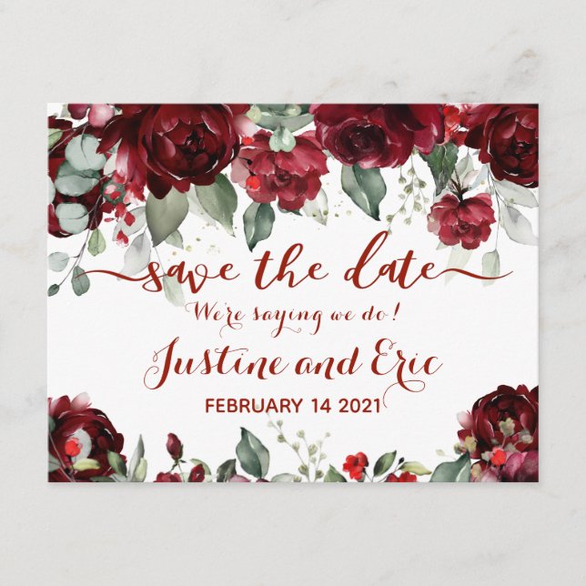 Carte D'accompagnement Red Peony Epiphany Wedding Enregistrer La Date Car (Devant)