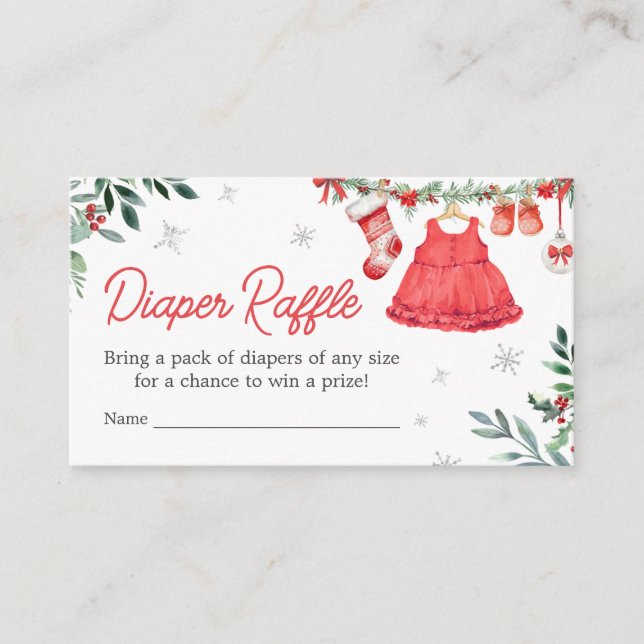 Carte D'accompagnement Red Père Noël Noël Festive Baby Diaper Raffle (Devant)