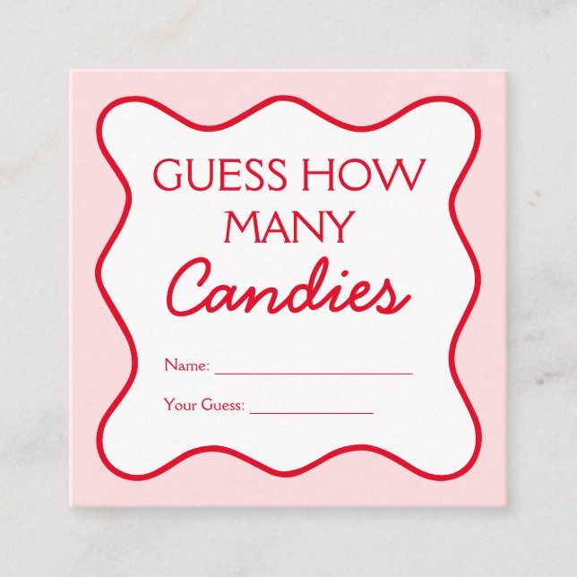 Carte D'accompagnement Red Pink Devinez combien de bonbons Baby shower je (Devant)