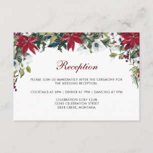 Carte D'accompagnement Red Poinsettia Floral Wedding Détails de la récept