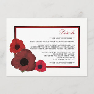 Carte D'accompagnement Red Poppies et Burlap Mariage Détail