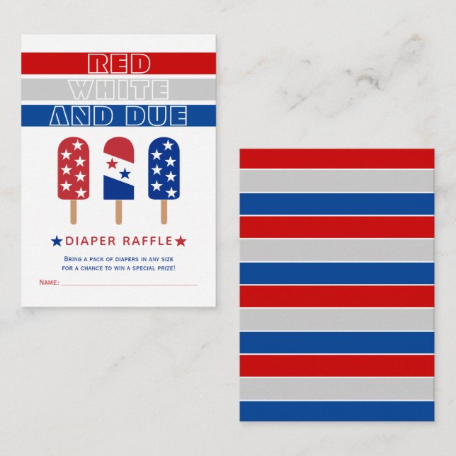 Carte D'accompagnement Red White Due 4th Juillet baby shower tombole de c (Devant / Derrière)