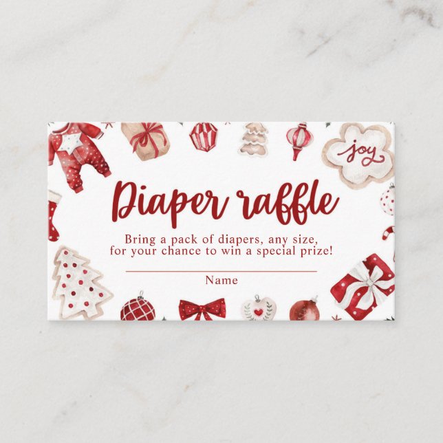 Carte D'accompagnement Red Winter Baby shower de Noël Déchets Raffle (Devant)