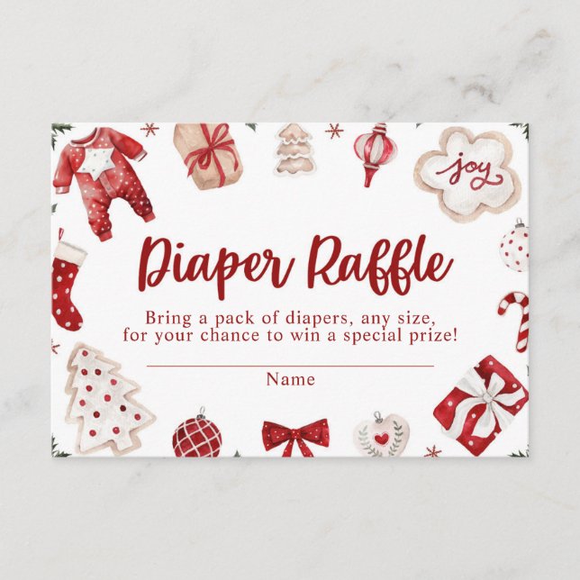 Carte D'accompagnement Red Winter Baby shower de Noël Déchets Raffle (Devant)