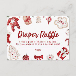 Carte D'accompagnement Red Winter Baby shower de Noël Déchets Raffle