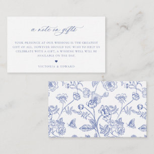 Carte D'accompagnement Regency Blue Floral A Note Sur Les Cadeaux Mariage