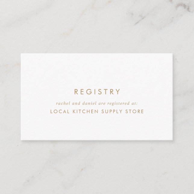 Carte D'accompagnement Registre Cadeau Chic Gold Typography (Devant)