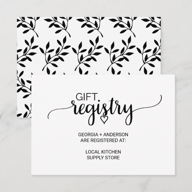 Carte D'accompagnement Registre cadeau de calligraphie noire simple (Devant / Derrière)