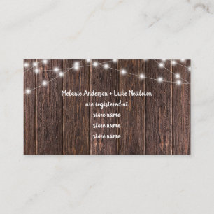 Carte D'accompagnement Registre cadeau de douche nuptiale en bois foncé e